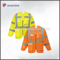 Top qualité plus de sécurité conception manches longues exécutif Hi Viz Vest veste à glissière avec 7 poches